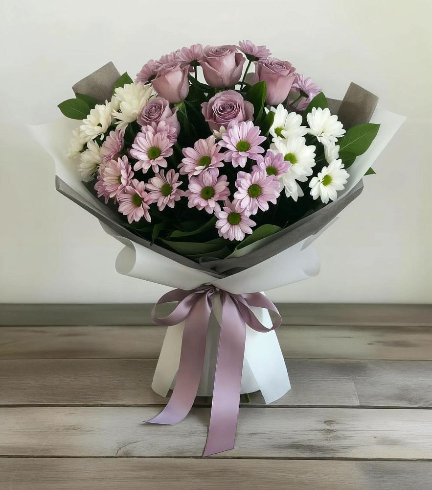 Букет цветов из: Хризантемы и Розы в Стрижах