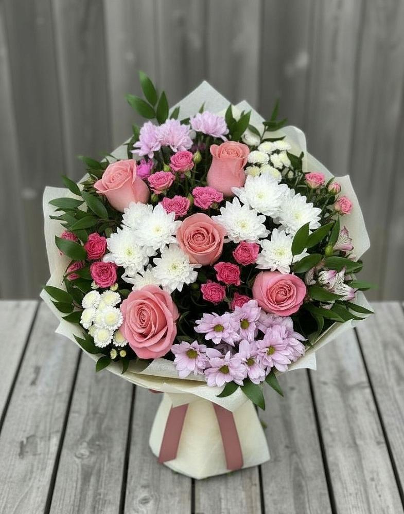 Букет цветов из: Альстромерии, Гвоздики, Розы и Хризантемы в Стрижах