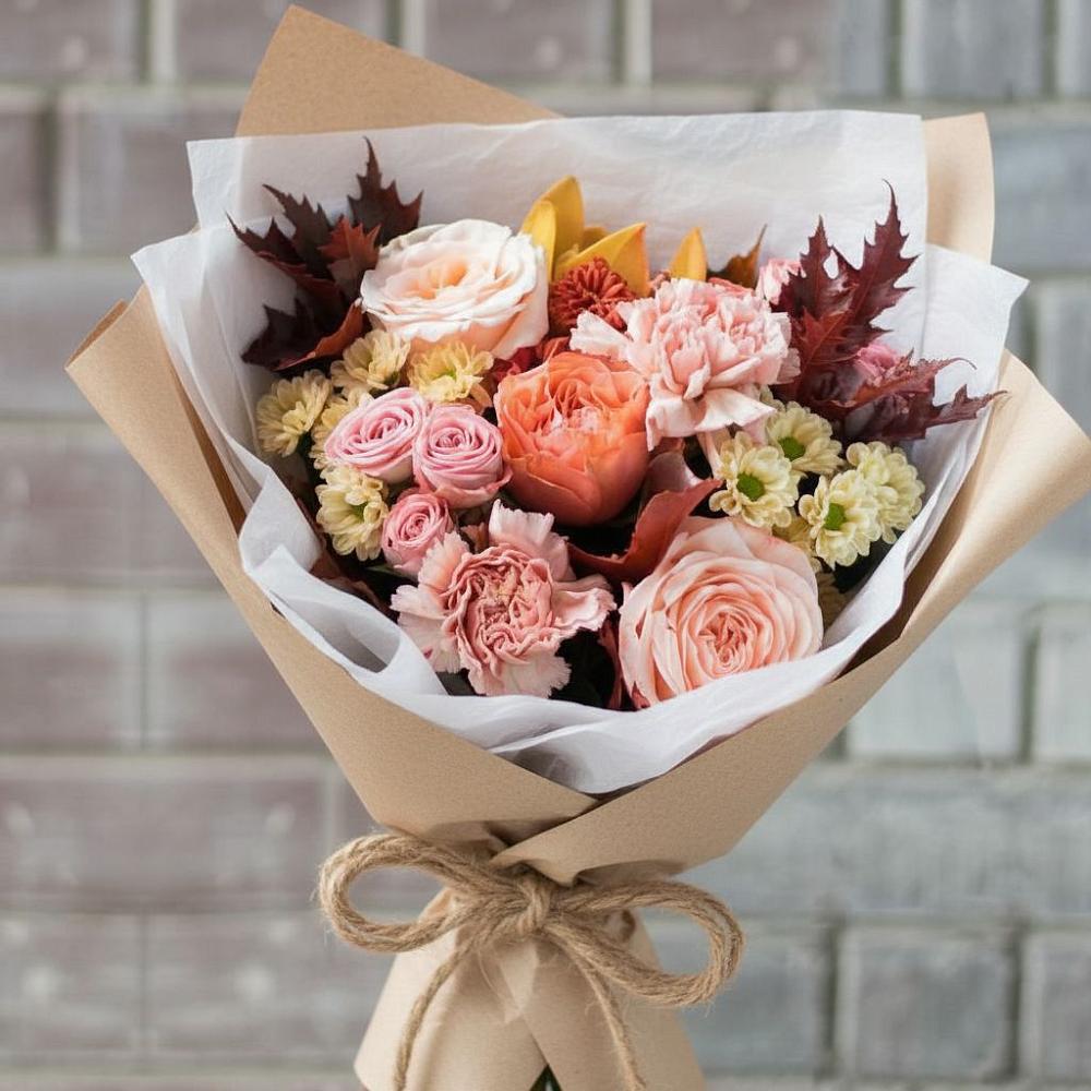 Букет цветов из: Гвоздики, Хризантемы и Розы в Стрижах