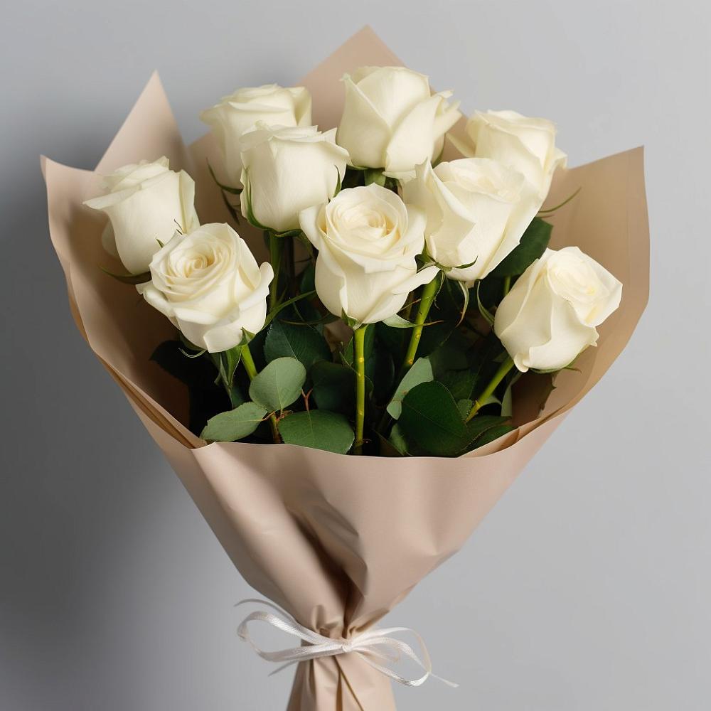Букет 9 Белых роз Эдлесс Лав в Стрижах