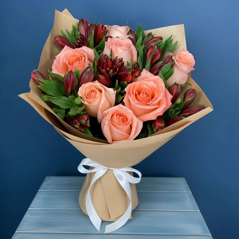 Букет цветов из: Розы и Альстромерии в Стрижах