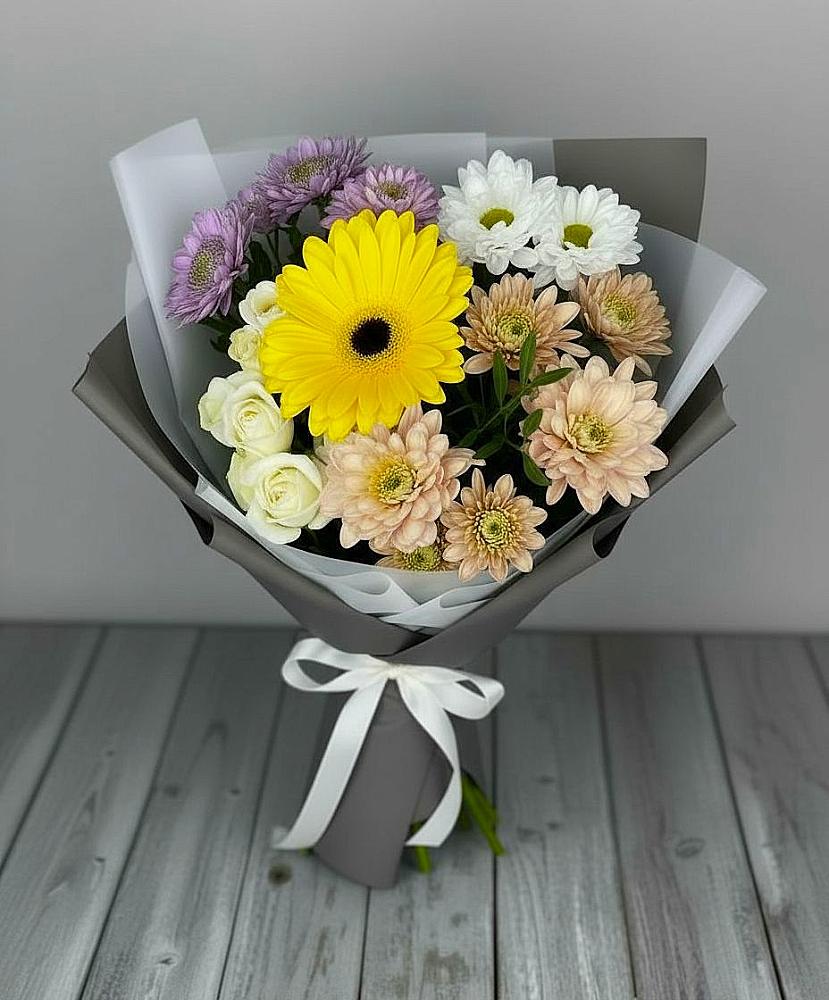 Букет цветов из: Розы, Герберы и Хризантемы в Стрижах