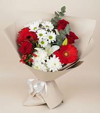 Букет цветов из:  Розы, Хризантемы, Герберы и Лилии в Стрижах