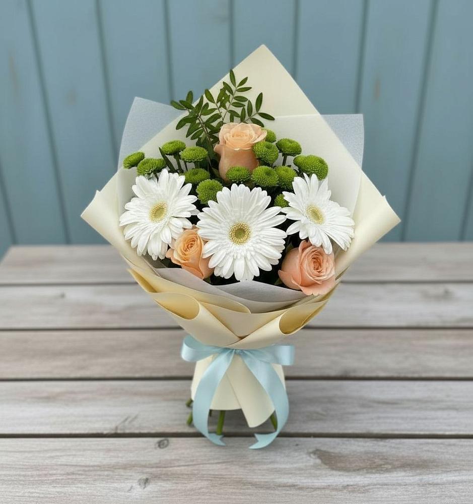 Букет цветов из: Герберы, Розы и Хризантемы в Стрижах