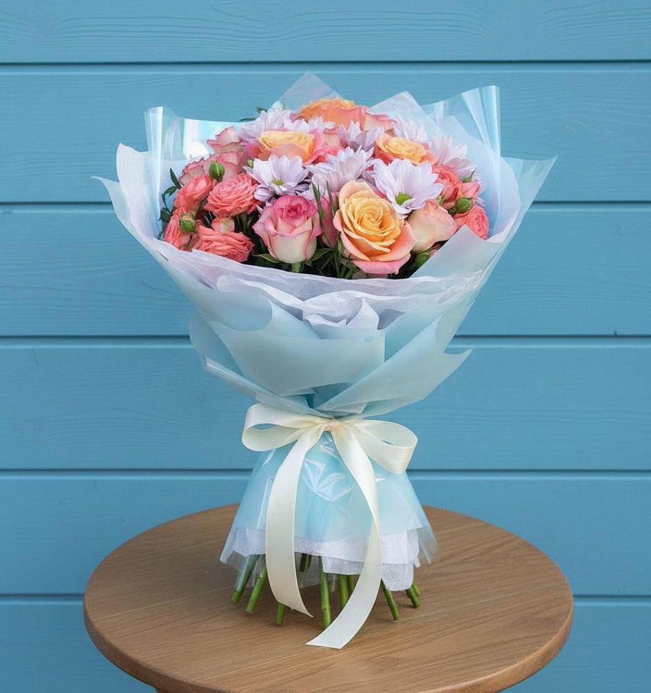 Букет цветов из: Хризантемы и Розы в Стрижах