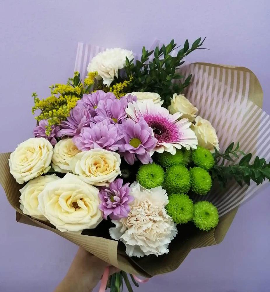 Букет цветов из: Хризантемы, Розы, Гвоздики и Герберы в Стрижах