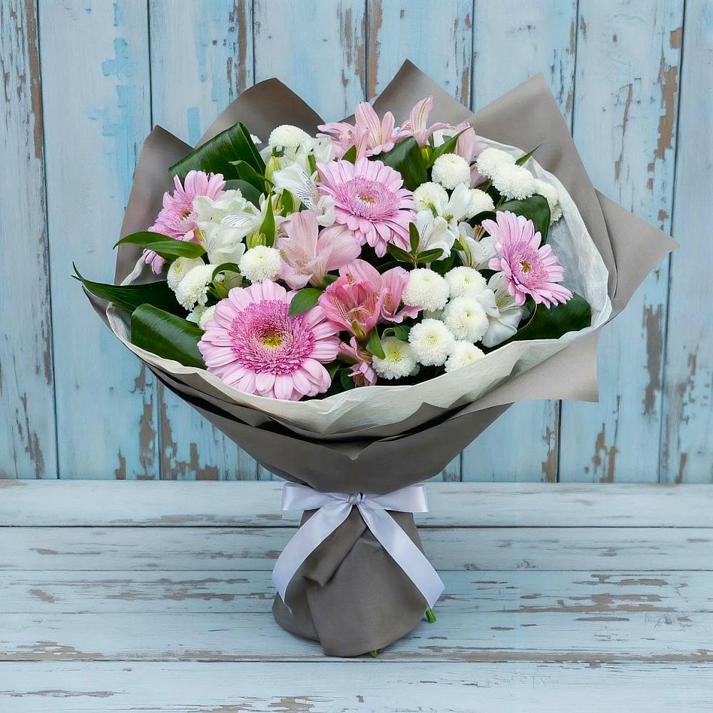 Букет цветов из: Герберы, Альстромерии и Хризантемы в Стрижах